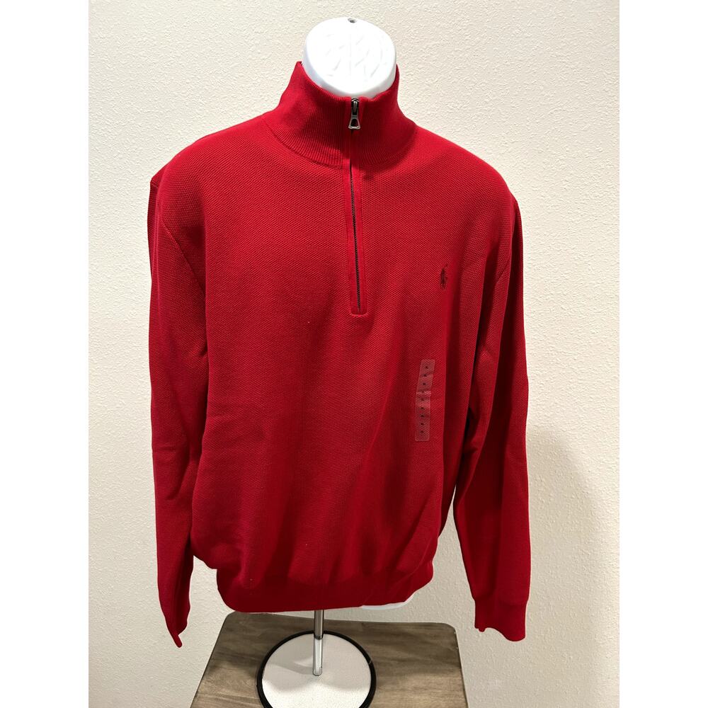 Polo Ralph Lauren Men's 1/2 Zip Sweater 100% Cotton 710697637036 Red Size XL NWT
